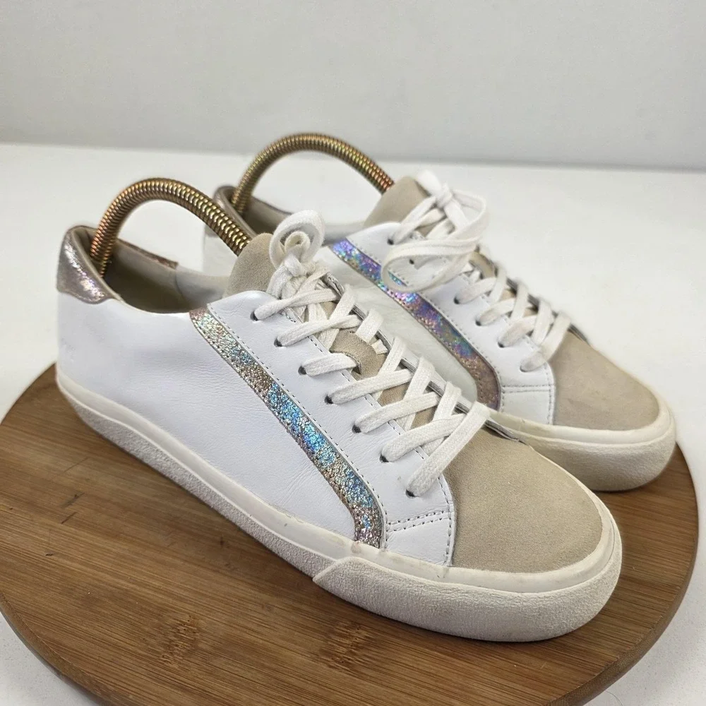 Madewell MWL Shoes Womens Size 9.5 White Leather Glitter Sneakers 2032131